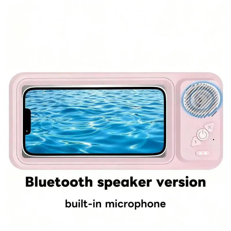Bathroom Shower Waterproof Phone Holder Bluetooth Speaker 360°Rotation Touch Screen Mobile Phone Box Watch Movie Listening Music Summervibes
