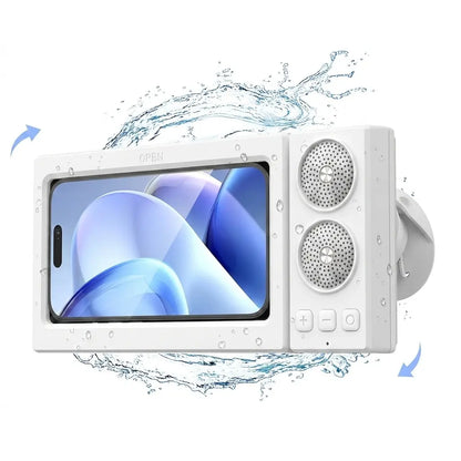 Bathroom Shower Waterproof Phone Holder Bluetooth Speaker 360°Rotation Touch Screen Mobile Phone Box Watch Movie Listening Music Summervibes