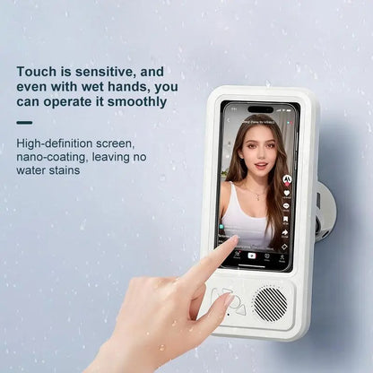 Bathroom Shower Waterproof Phone Holder Bluetooth Speaker 360°Rotation Touch Screen Mobile Phone Box Watch Movie Listening Music Summervibes
