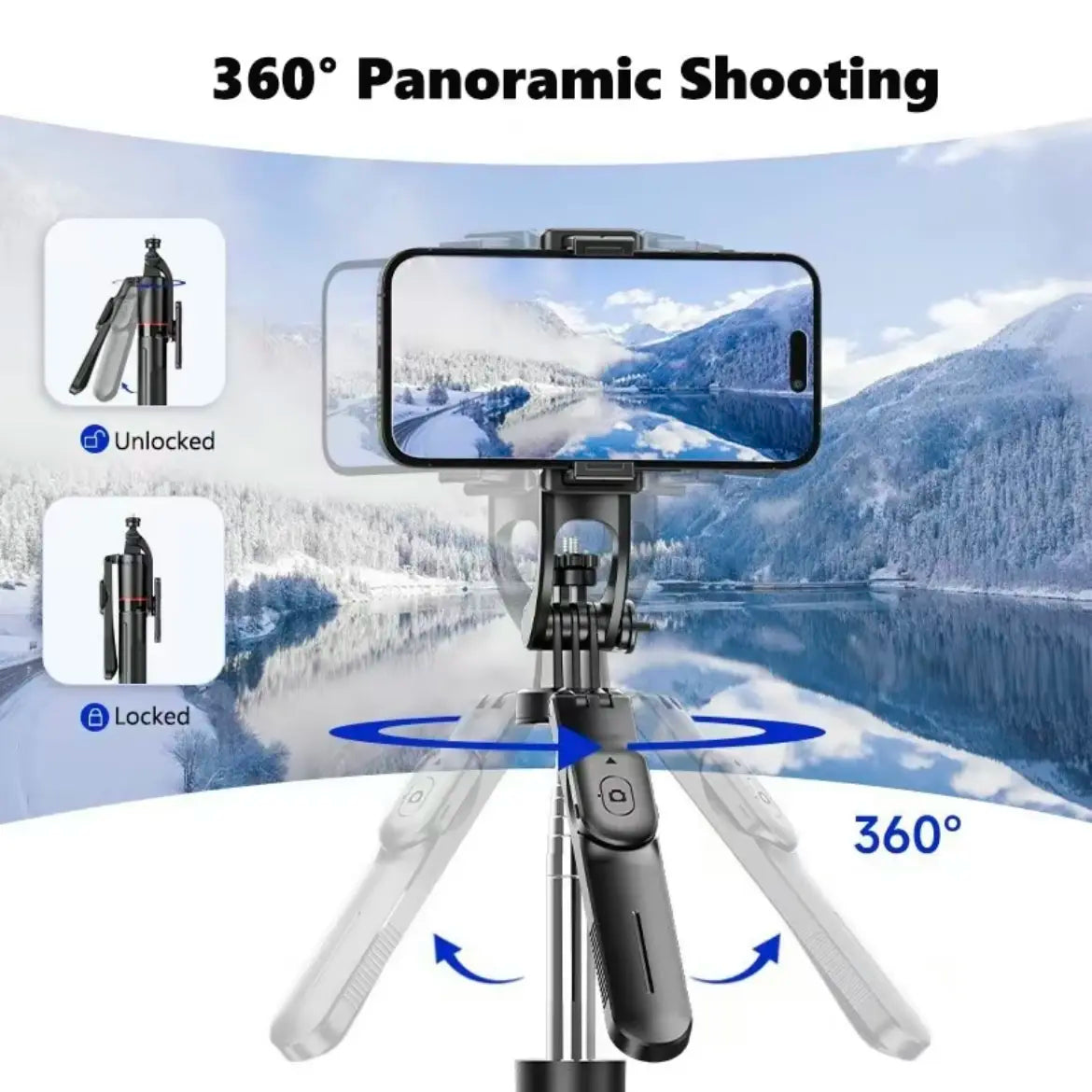 67-Inch Adjustable Phone Tripod Stand with Bluetooth Remote Control—Compatible with Iphone 16/15/14/13 and Android Devices; Features Enhanced Stability, Compact Foldable Design for Travel