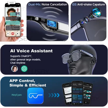 LUSBY Smart AI Camera Glasses with 8MP Photochromic Lenses ,Button Touch Adjustment for Travel Outdoor Adventures Hands-Free Photography 160+Languages Real-Time Translation Bluetooth Wireless Wearable Video Recording UV Protection ,Easter Gift