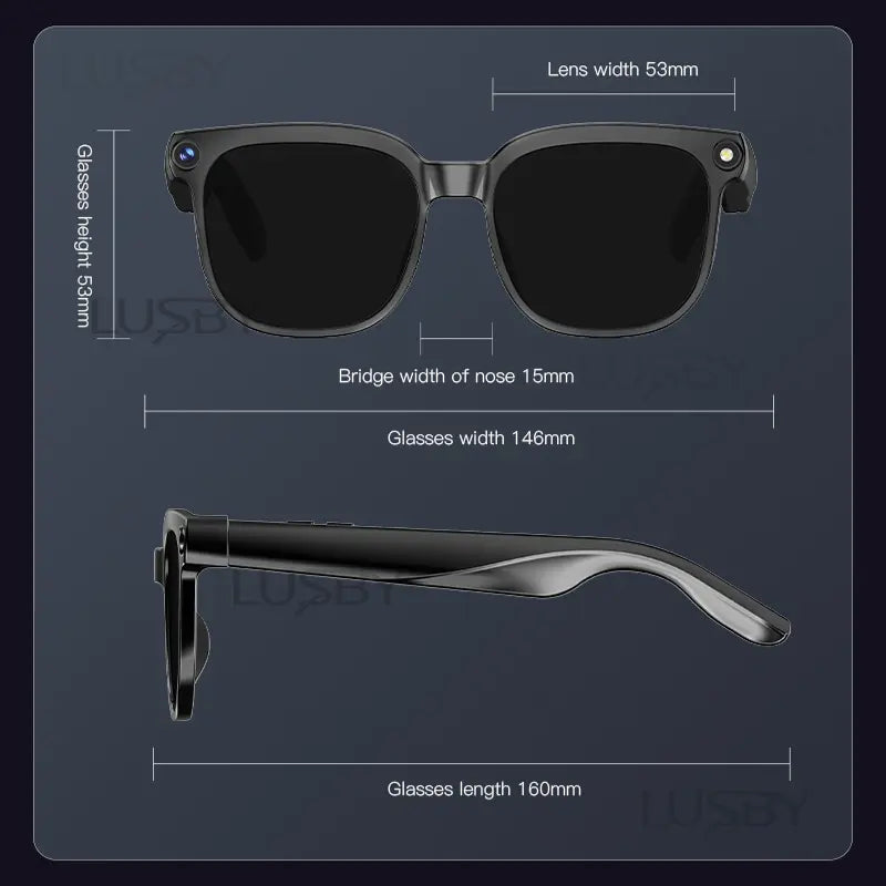 LUSBY Smart AI Camera Glasses with 8MP Photochromic Lenses ,Button Touch Adjustment for Travel Outdoor Adventures Hands-Free Photography 160+Languages Real-Time Translation Bluetooth Wireless Wearable Video Recording UV Protection ,Easter Gift