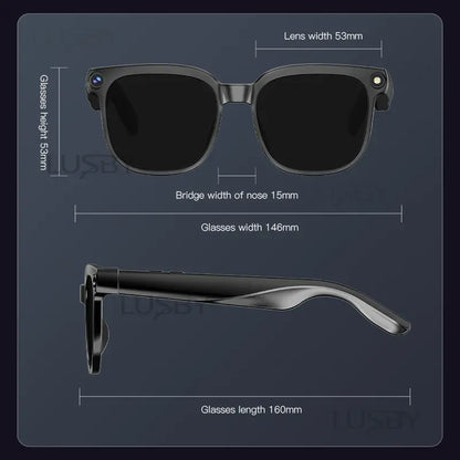 LUSBY Smart AI Camera Glasses with 8MP Photochromic Lenses ,Button Touch Adjustment for Travel Outdoor Adventures Hands-Free Photography 160+Languages Real-Time Translation Bluetooth Wireless Wearable Video Recording UV Protection ,Easter Gift