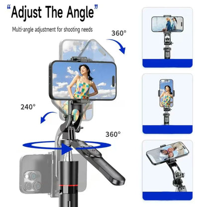 67-Inch Adjustable Phone Tripod Stand with Bluetooth Remote Control—Compatible with Iphone 16/15/14/13 and Android Devices; Features Enhanced Stability, Compact Foldable Design for Travel
