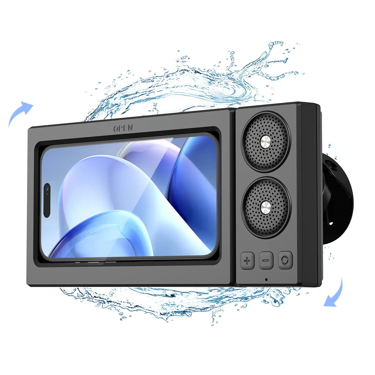 Bathroom Shower Waterproof Phone Holder Bluetooth Speaker 360°Rotation Touch Screen Mobile Phone Box Watch Movie Listening Music Summervibes